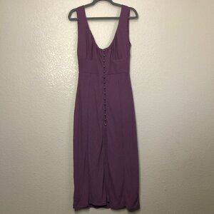 Backyard Roses NWT Purple Button Sleeveless Ribbed Dress Women's L Cottage Core